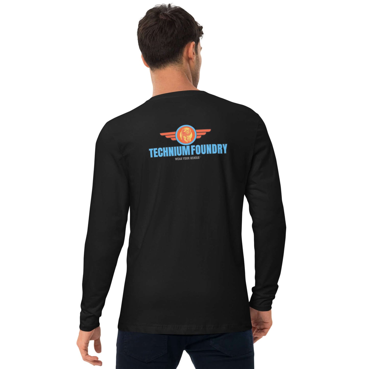 Long Sleeve "MALE PHYSICIST" Fitted Crew Color: Black Long-sleeve Size: S Apparel & Accessories Technium Foundry