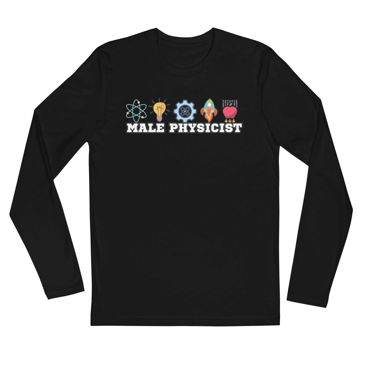 Long Sleeve "MALE PHYSICIST" Fitted Crew Color: Black Long-sleeve Size: S Apparel & Accessories Technium Foundry