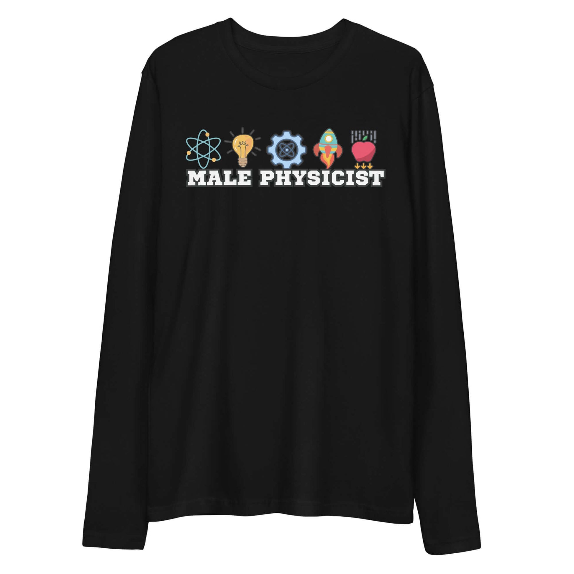 Long Sleeve "MALE PHYSICIST" Fitted Crew Color: Black Long-sleeve Size: S Apparel & Accessories Technium Foundry