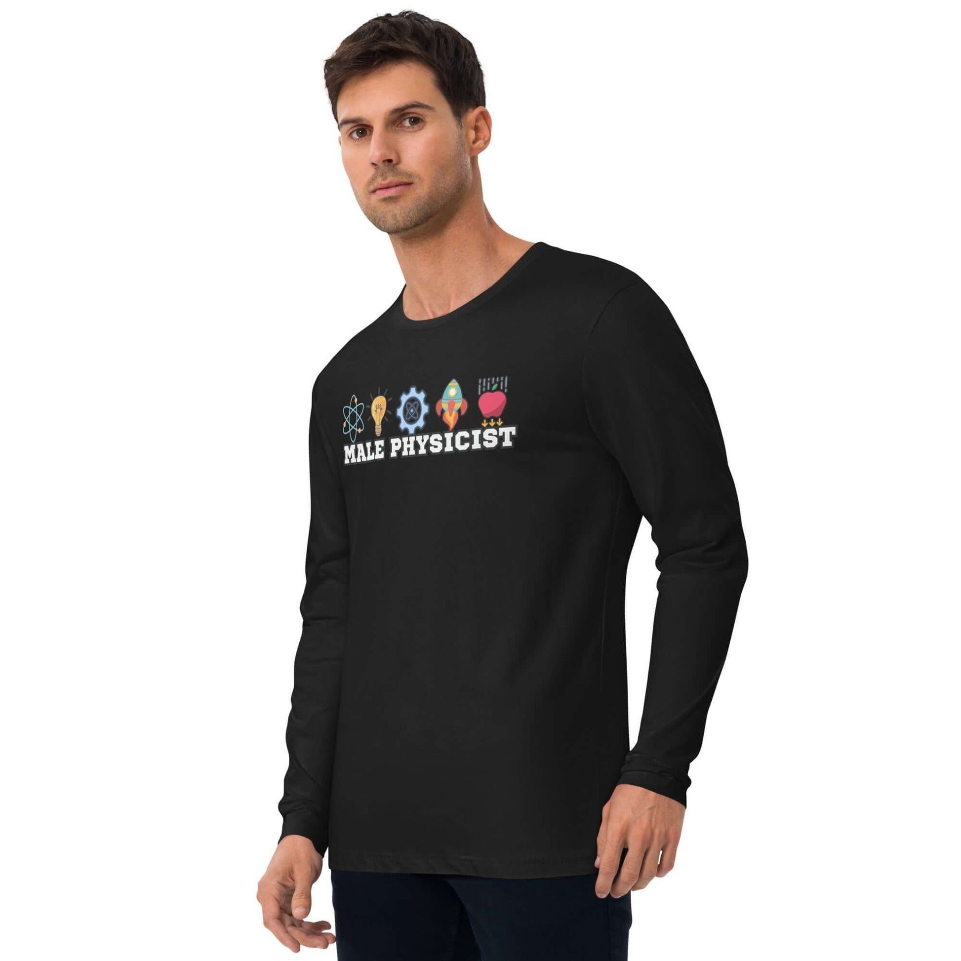 Long Sleeve "MALE PHYSICIST" Fitted Crew Color: Black Long-sleeve Size: S Apparel & Accessories Technium Foundry