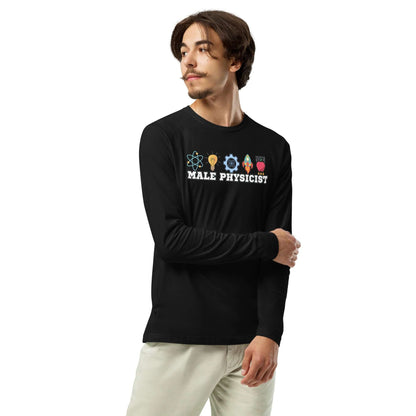 Long Sleeve "MALE PHYSICIST" Fitted Crew Color: Black Long-sleeve Size: S Apparel & Accessories Technium Foundry