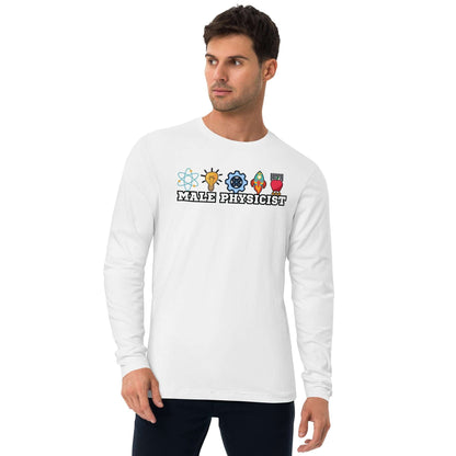 Long Sleeve "MALE PHYSICIST" Fitted Crew Color: White Long-sleeve Size: S Apparel & Accessories Technium Foundry