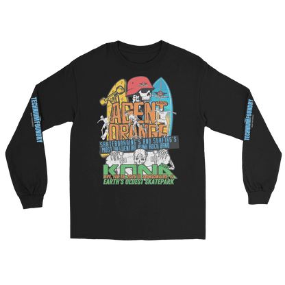 Kona Agent Orange Long Sleeve Skate Event Shirt| Vintage Skate History Color: Black T-Shirt Size: S Apparel & Accessories Technium Foundry