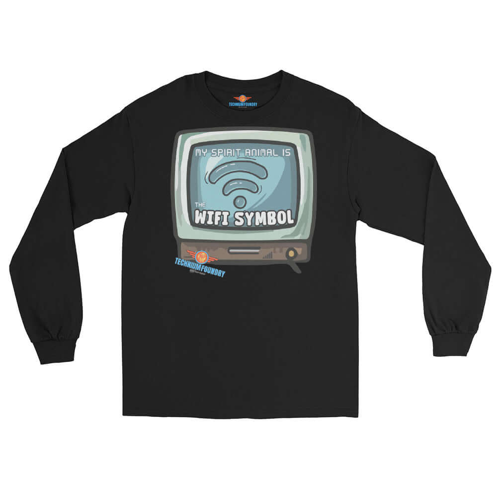 "My Spirit Animal is WiFi long sleeve tee with retro TV and WiFi symbol design"