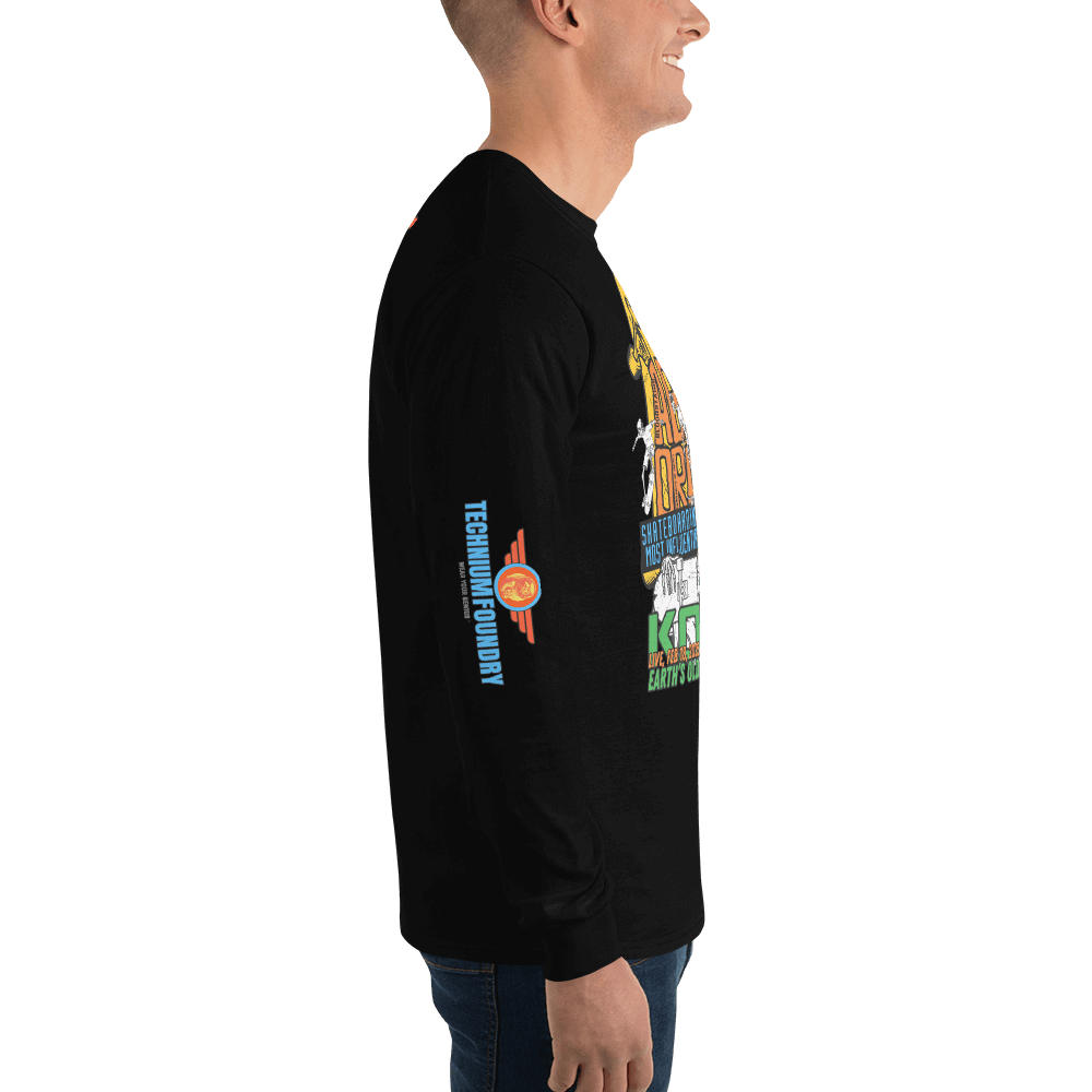 Kona Agent Orange Long Sleeve Skate Event Shirt| Vintage Skate History Color: Black T-Shirt Size: S Apparel & Accessories Technium Foundry