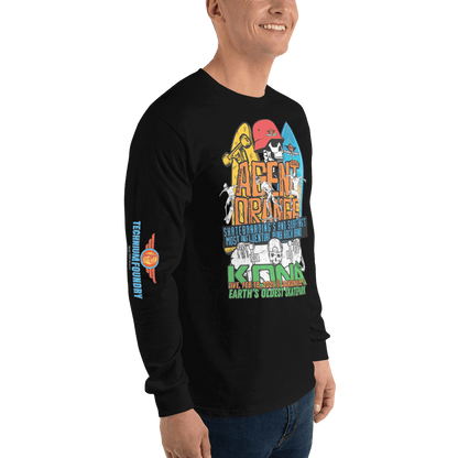 Kona Agent Orange Long Sleeve Skate Event Shirt| Vintage Skate History Color: Black T-Shirt Size: S Apparel & Accessories Technium Foundry