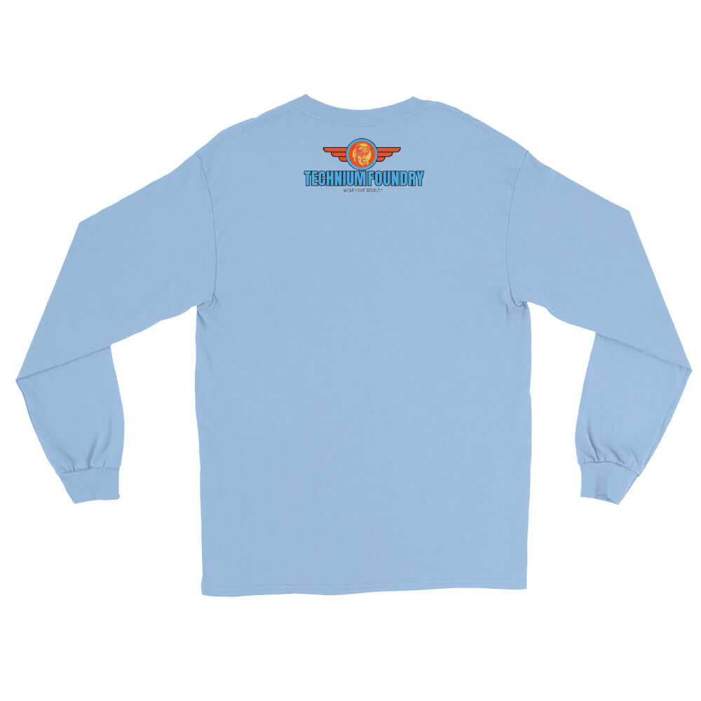 Light blue long sleeve tee featuring Technium Foundry logo from the Science & Tech Apparel Collection.