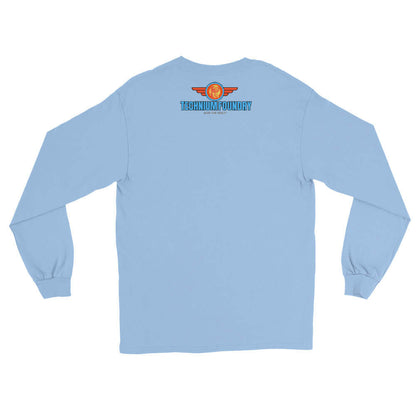 Light blue long sleeve tee featuring Technium Foundry logo from the Science & Tech Apparel Collection.