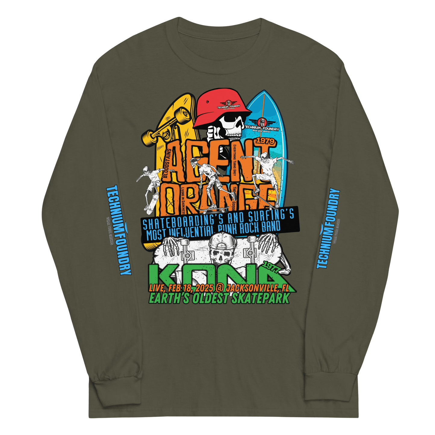 Kona Agent Orange Long Sleeve Skate Event Shirt| Vintage Skate History Color: Black T-Shirt Size: S Apparel & Accessories Technium Foundry