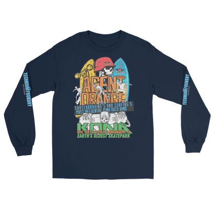 Kona Agent Orange Long Sleeve Skate Event Shirt| Vintage Skate History Color: Navy T-Shirt Size: S Apparel & Accessories Technium Foundry