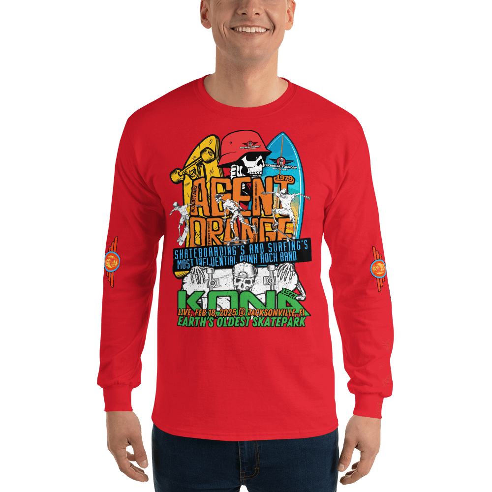 Kona Agent Orange Long Sleeve Skate Event Shirt| Vintage Skate History Color: Black T-Shirt Size: S Apparel & Accessories Technium Foundry