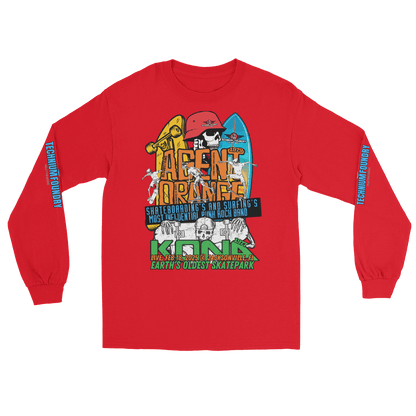 Kona Agent Orange Long Sleeve Skate Event Shirt| Vintage Skate History Color: Red T-Shirt Size: S Apparel & Accessories Technium Foundry