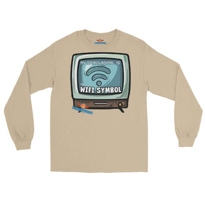 "Retro TV WiFi Symbol Long Sleeve Tee - Perfect for signal-seekers on a vision quest. Connect in style with modern totem tee."