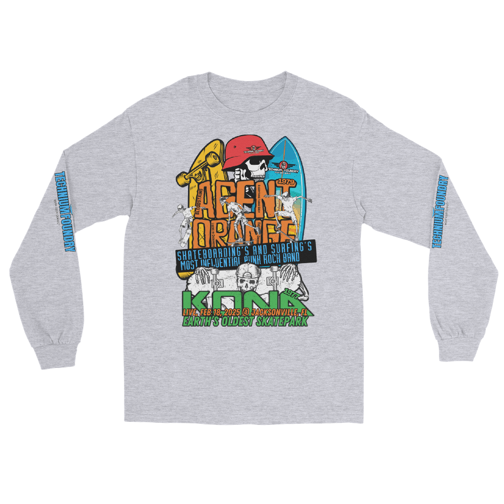 Kona Agent Orange Long Sleeve Skate Event Shirt| Vintage Skate History Color: Sport Grey T-Shirt Size: S Apparel & Accessories Technium Foundry