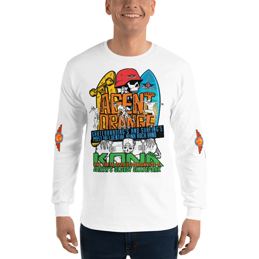 Kona Agent Orange Long Sleeve Skate Event Shirt| Vintage Skate History Color: Black T-Shirt Size: S Apparel & Accessories Technium Foundry