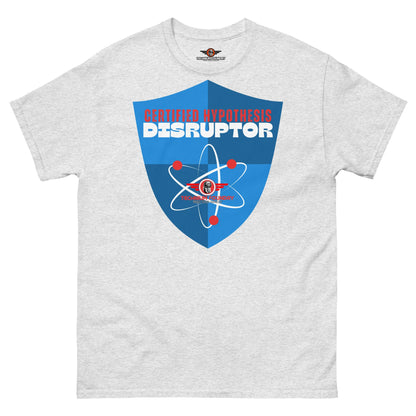 Certified Hypothesis Disruptor T-Shirt | Scientific Shield Design Color: Ash T-Shirt Size: S Apparel & Accessories Technium Foundry