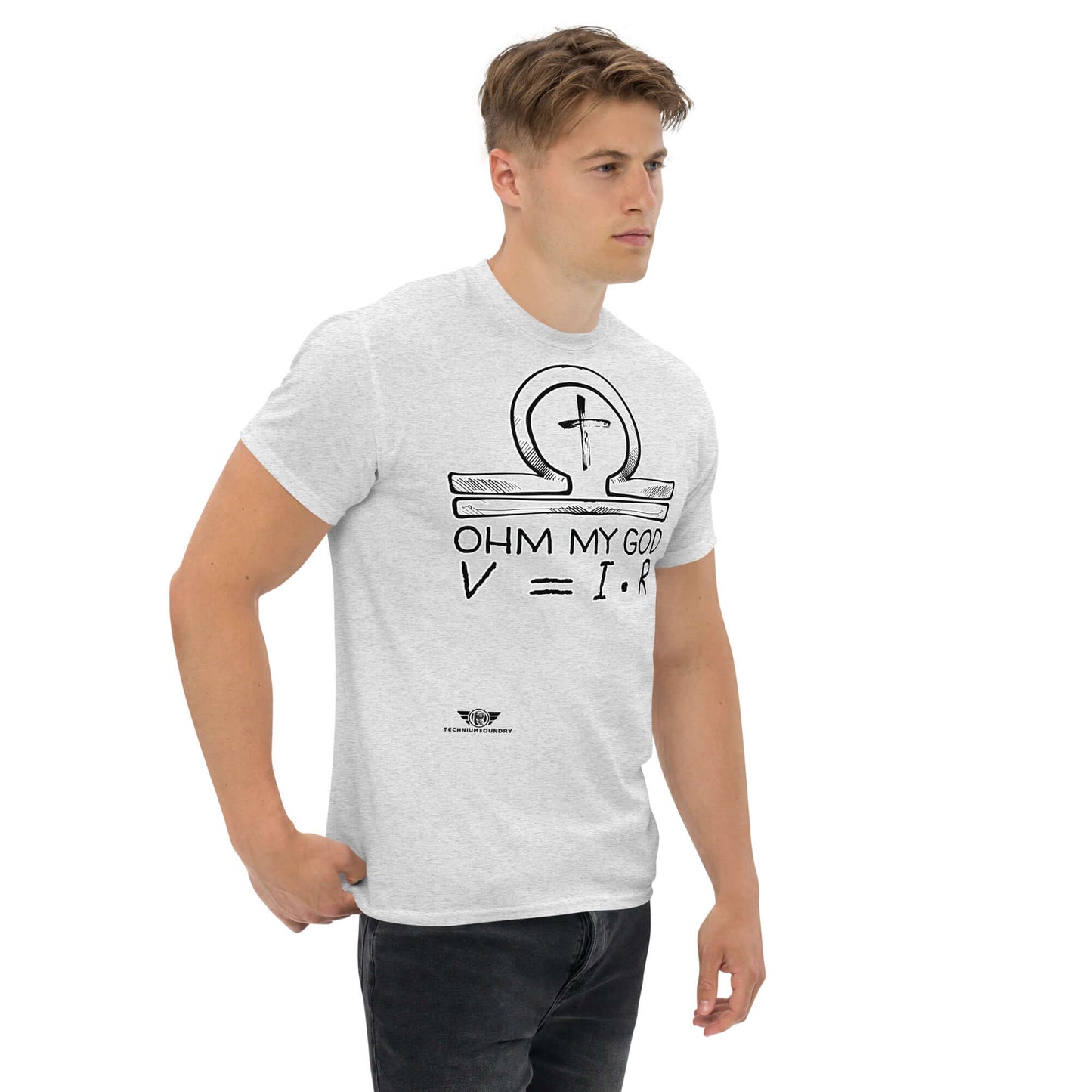 Ohm My God - Physics Meets Faith T-Shirt | Ohm's Law Religious Humor Color: Black T-Shirt Size: S Apparel & Accessories Technium Foundry