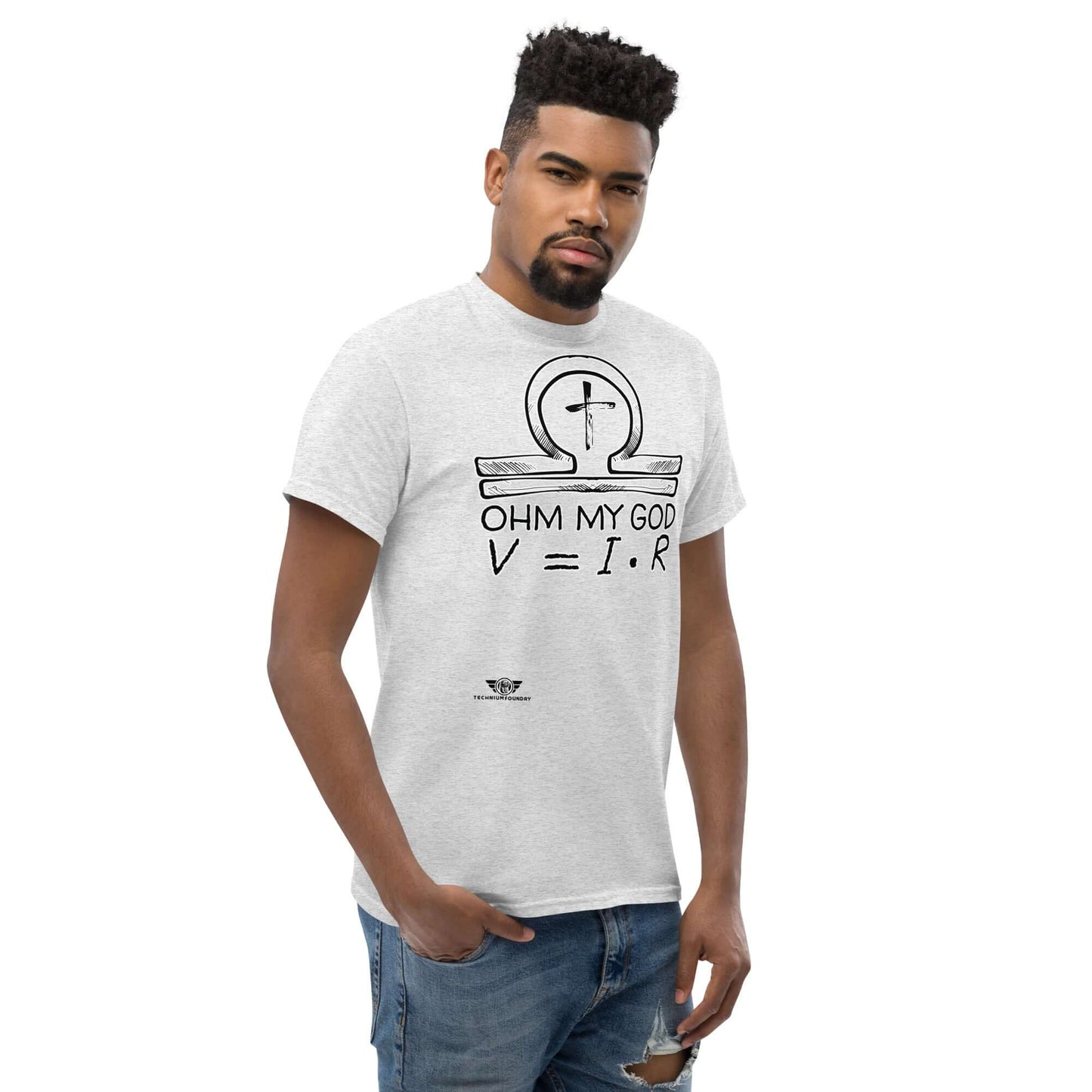 Ohm My God - Physics Meets Faith T-Shirt | Ohm's Law Religious Humor Color: Black T-Shirt Size: S Apparel & Accessories Technium Foundry