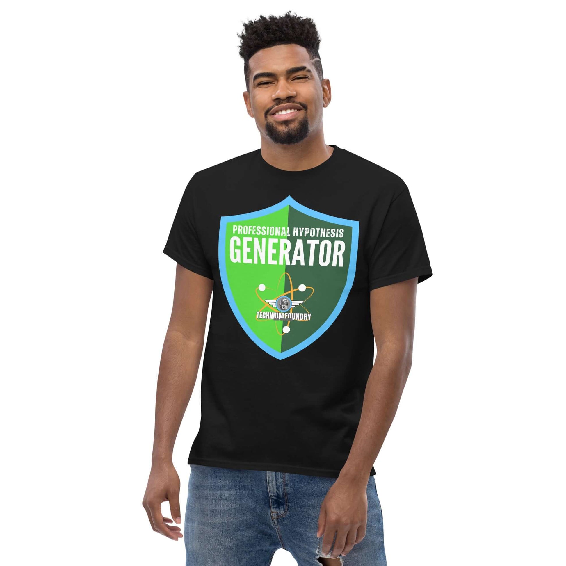 Professional Hypothesis Generator T-Shirt | Scientific Method Humor Color: Black T-Shirt Size: S Apparel & Accessories Technium Foundry