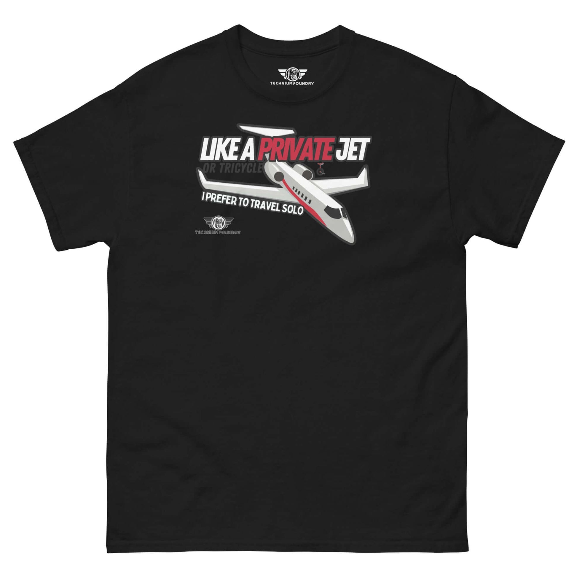 Unisex Technium Foundry-Dyed The Introvert's Flight Plan T-shirt Color: Black T-Shirt Size: S Apparel & Accessories Technium Foundry