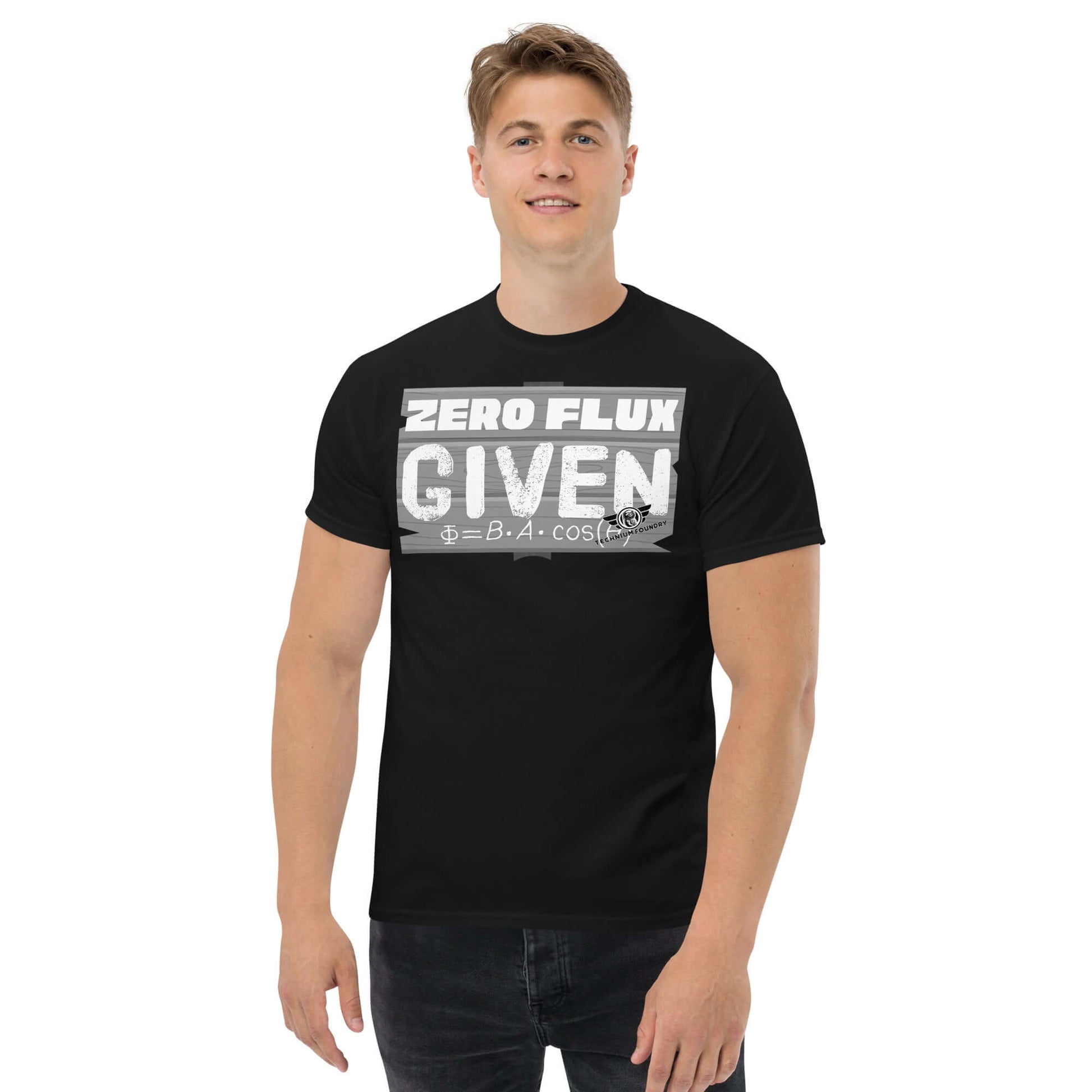 Zero Flux Given | Physics Magnetic Field Equation T-Shirt | Scientific Humor Color: Black T-Shirt Size: S Apparel & Accessories Technium Foundry