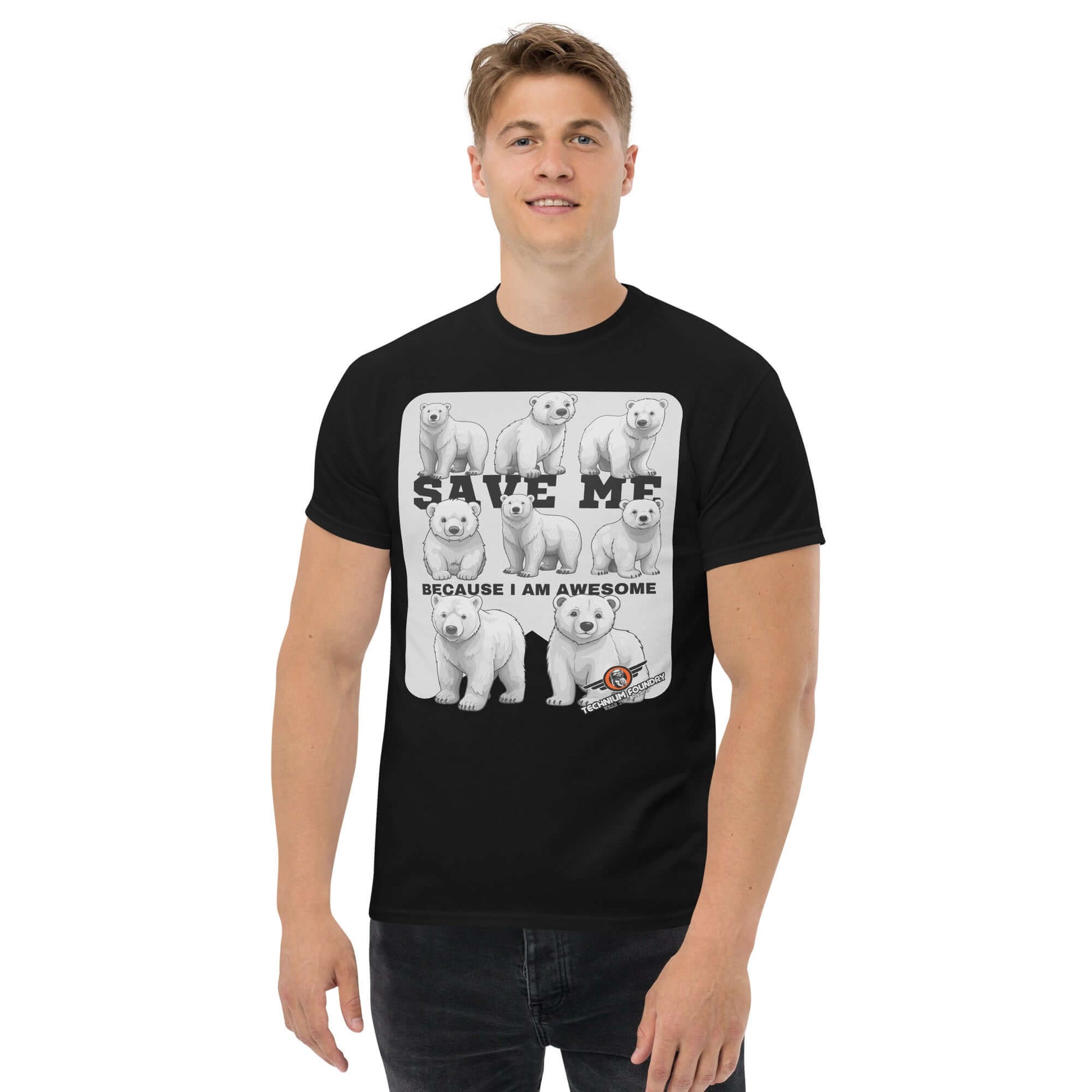 Save Polar Bears They're Awesome T-Shirt | Wildlife Color: Black T-Shirt Size: S Apparel & Accessories Technium Foundry