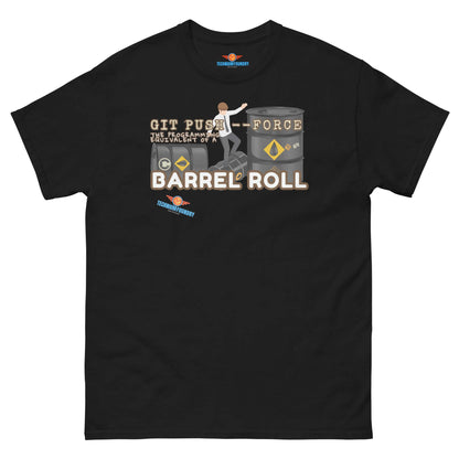 "Git Push --Force Barrel Roll Edition Tee, Science & Tech Apparel Collection by Technium Foundry"