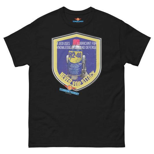 "A Jedi Uses WD-40: For Knowledge and Defense" Tee Color: Black T-Shirt Size: S Apparel & Accessories Technium Foundry