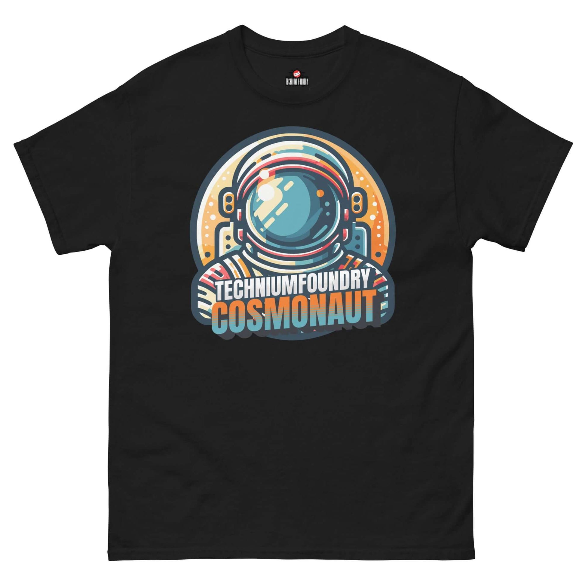 Technium Foundry Cosmonaut T-Shirt with a retro design featuring a colorful cosmonaut helmet graphic.