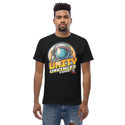 Technium Foundry UNITY UNHINGED E-Sports T-Shirt with astronaut design in retro style for competitive gaming fans.