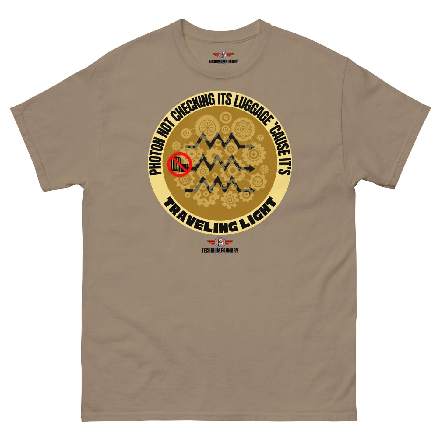 Photon Physics Humor T-Shirt | Quantum Mechanics Wave Theory Apparel Color: Brown Savana T-Shirt Size: S Apparel & Accessories Technium Foundry