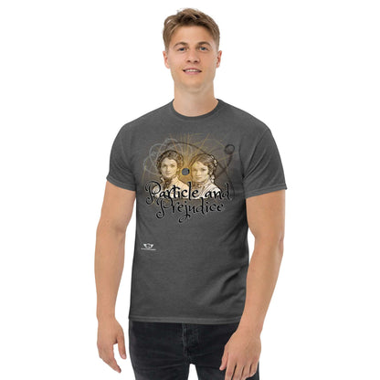 Particle and Prejudice Literature & Physics Fusion T-Shirt | Classic Romance Meets Quantum Science Color: Black T-Shirt Size: S Apparel & Accessories Technium Foundry