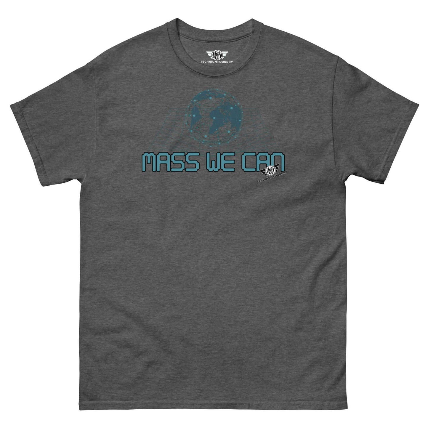 Mass We Can - Space-Time Curvature Physics T-Shirt | Gravitational Relativity Humor Color: Dark Heather T-Shirt Size: S Apparel & Accessories Technium Foundry