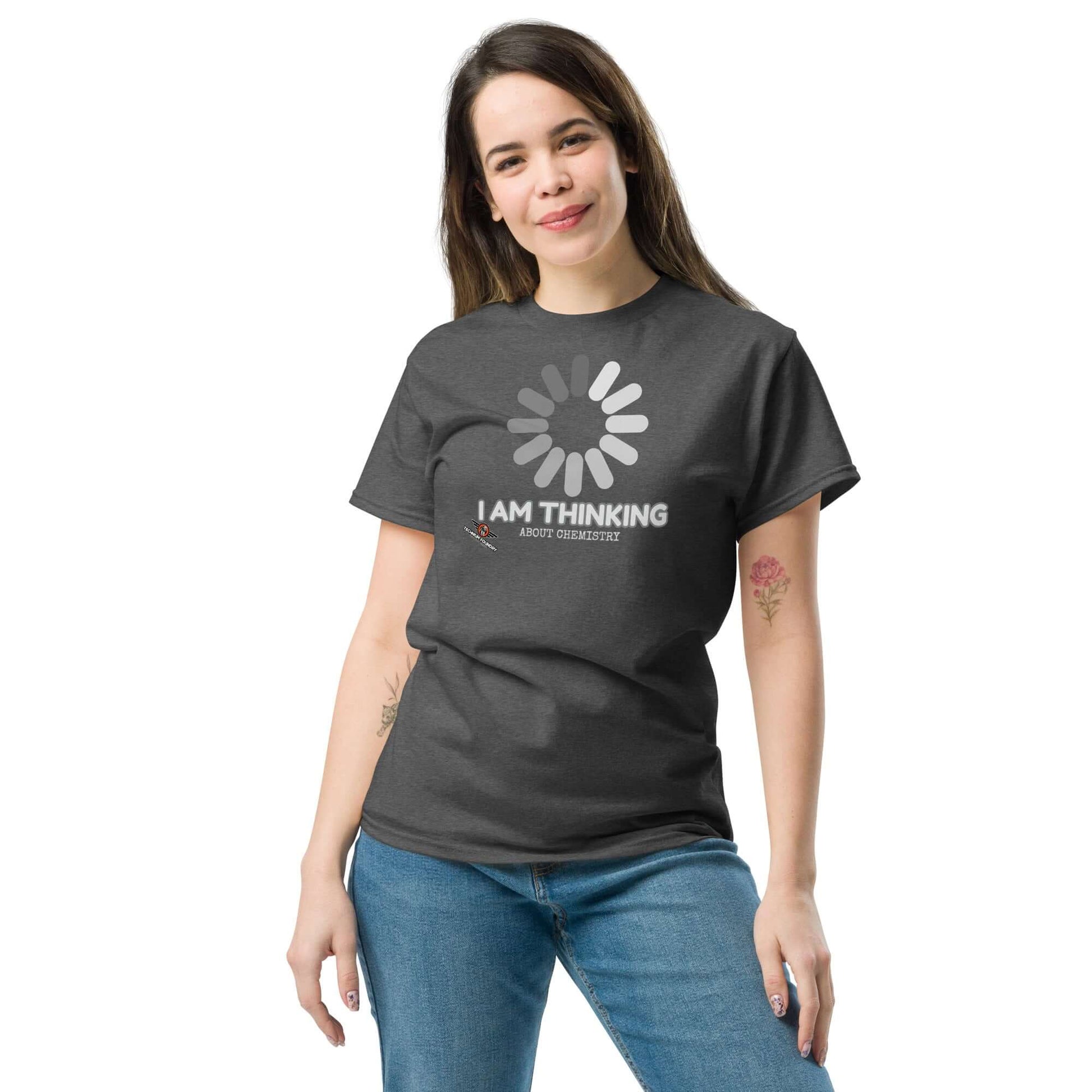 I Am Thinking About Chemistry Loading Screen T-Shirt | Processing Chemical Reactions... Color: Red T-Shirt Size: S Apparel & Accessories Technium Foundry