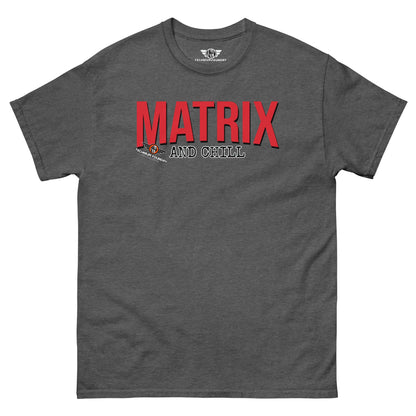 Matrix and Chill Mathematics Parody T-Shirt | Linear Algebra Humor Color: Dark Heather T-Shirt Size: S Apparel & Accessories Technium Foundry