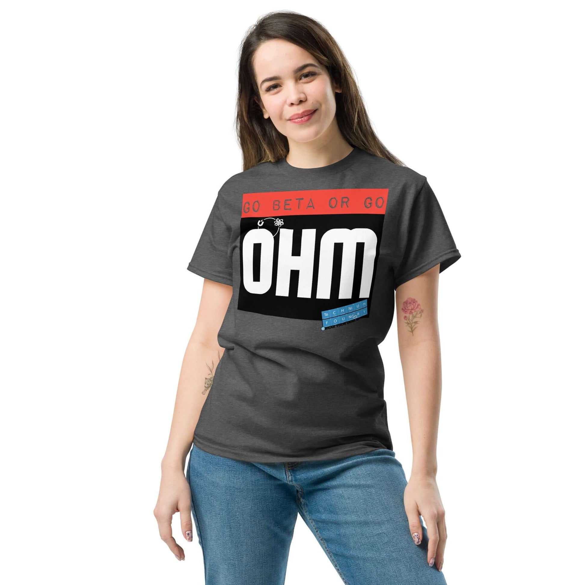 Go Beta or Go Ohm T-Shirt | Physics Pun | Scientific Motivation Color: Red T-Shirt Size: S Apparel & Accessories Technium Foundry