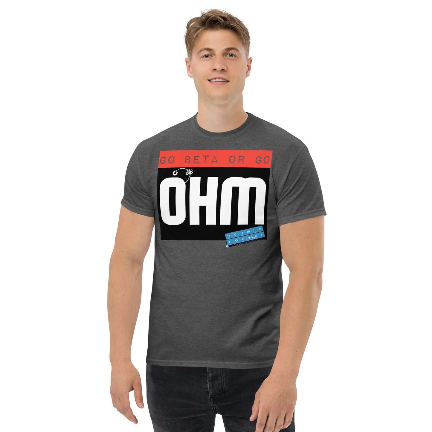 Go Beta or Go Ohm T-Shirt | Physics Pun | Scientific Motivation Color: Red T-Shirt Size: S Apparel & Accessories Technium Foundry