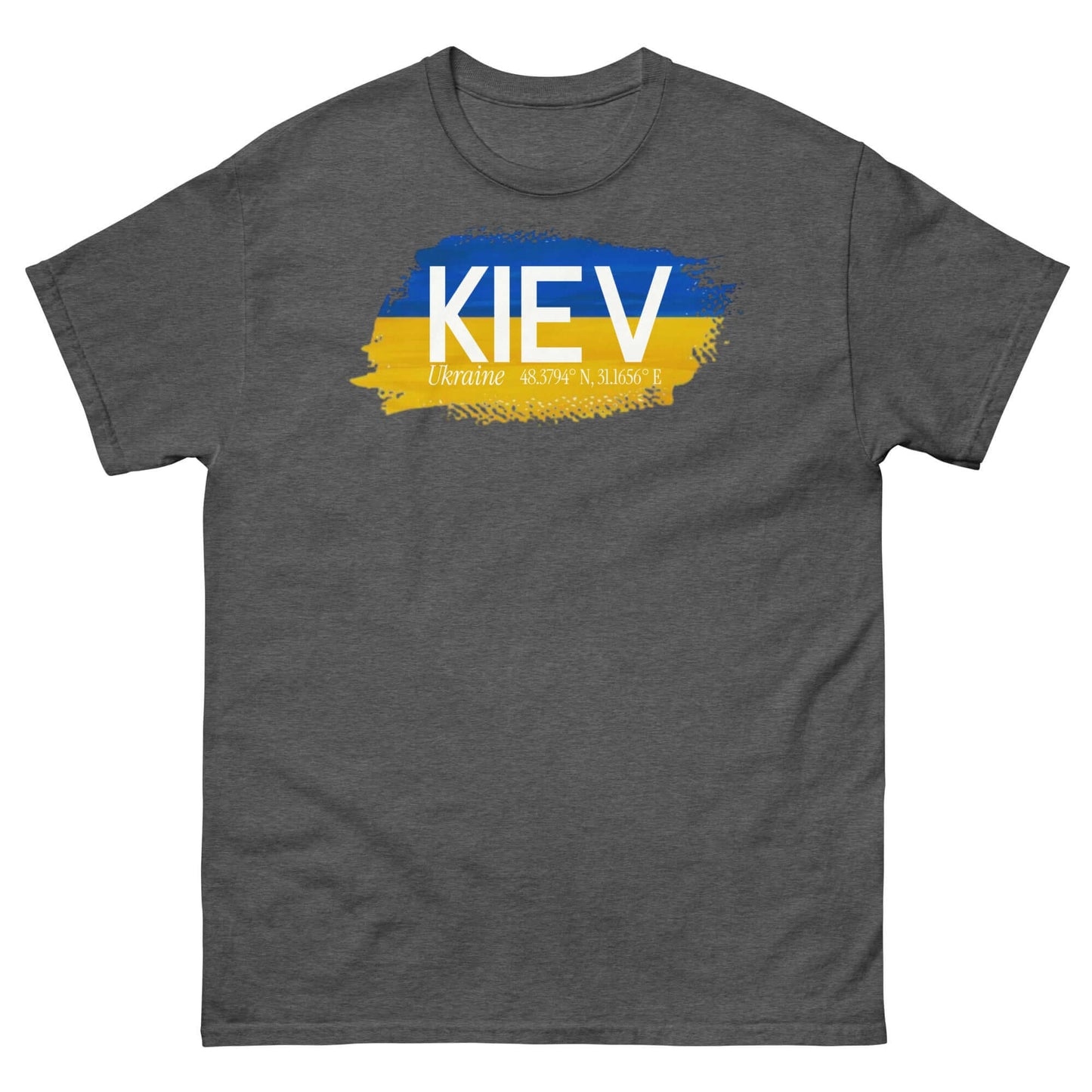 Kiev City Pride T-Shirt featuring blue and yellow Ukrainian flag design, perfect for showcasing national pride and fashion.