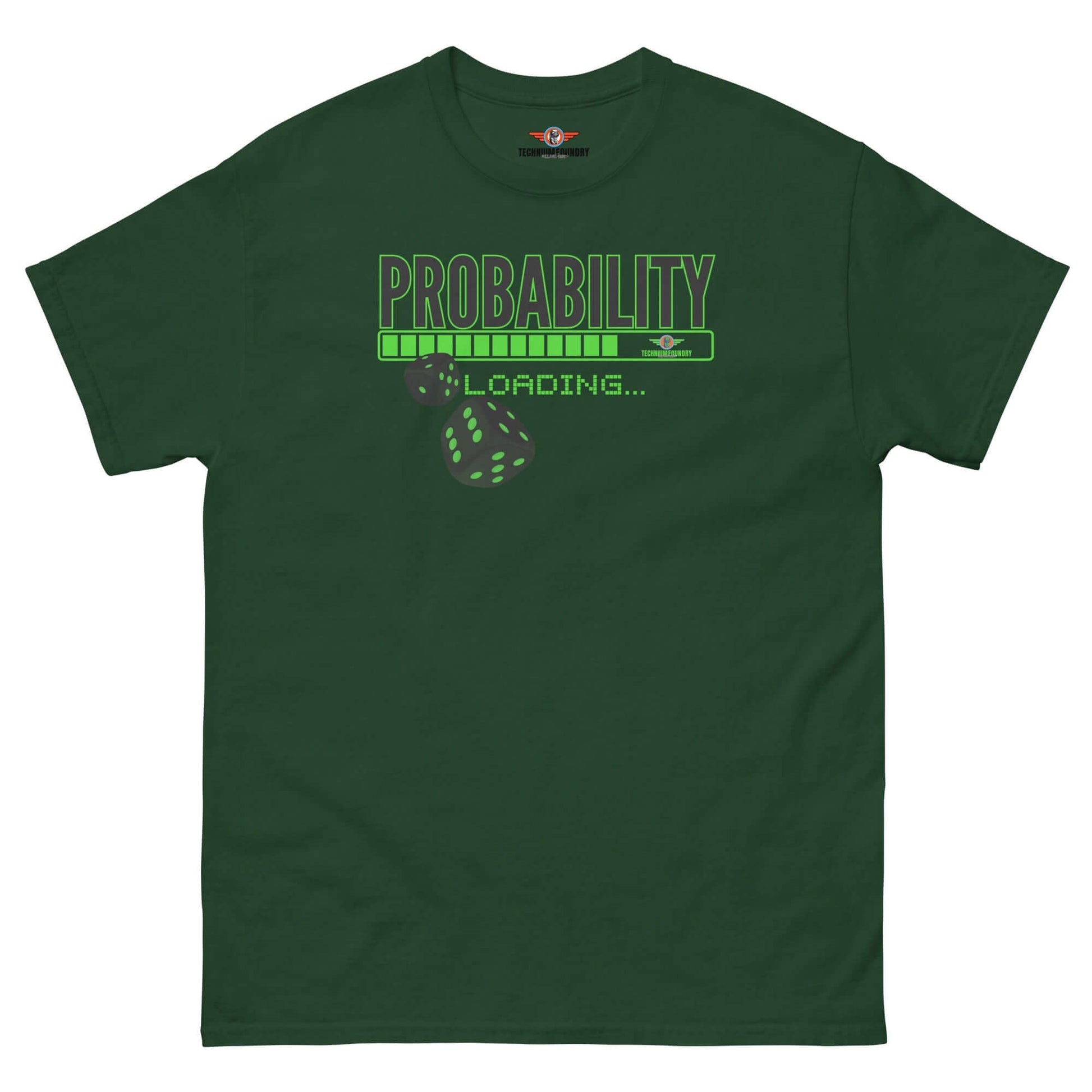 Unisex classic Probability Loading tee Color: Forest Green T-Shirt Size: S Apparel & Accessories Technium Foundry