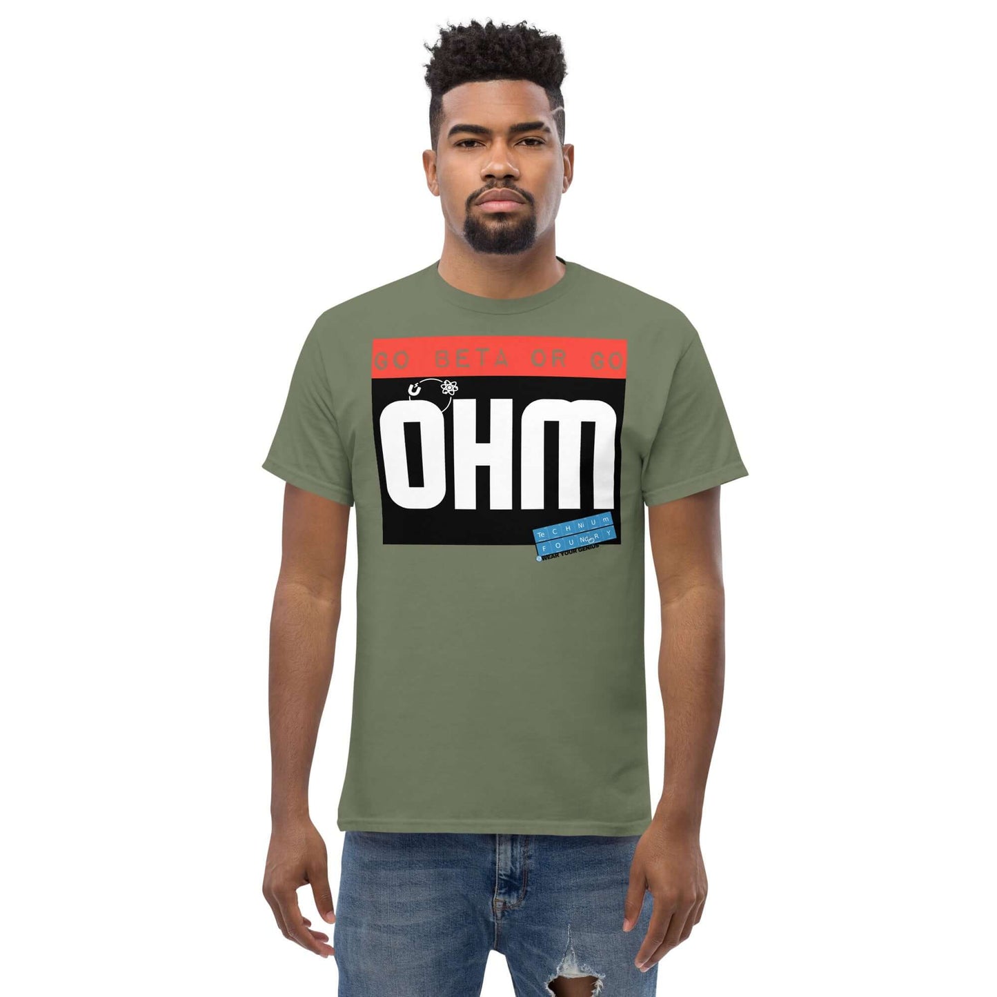 Go Beta or Go Ohm T-Shirt | Physics Pun | Scientific Motivation Color: Red T-Shirt Size: S Apparel & Accessories Technium Foundry