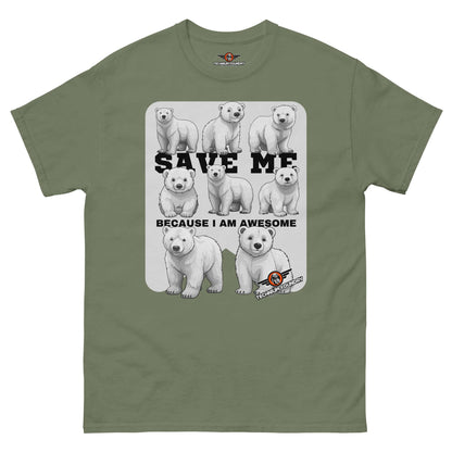 Save Polar Bears They're Awesome T-Shirt | Wildlife Color: Military Green T-Shirt Size: S Apparel & Accessories Technium Foundry