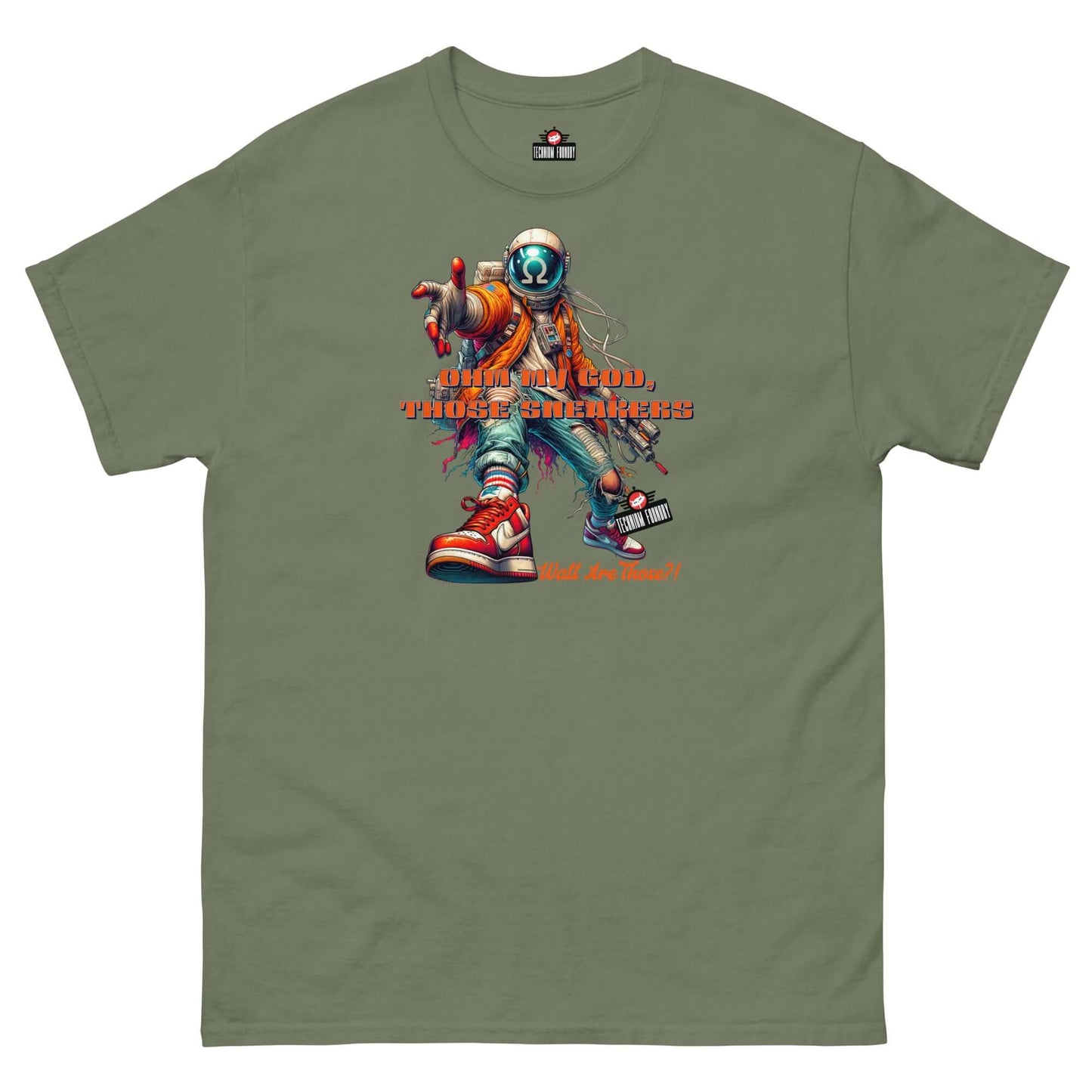 "Watt Are Those?! Electronic Kicks T-Shirt by Technium Foundry featuring astronaut design, blending style and technology."