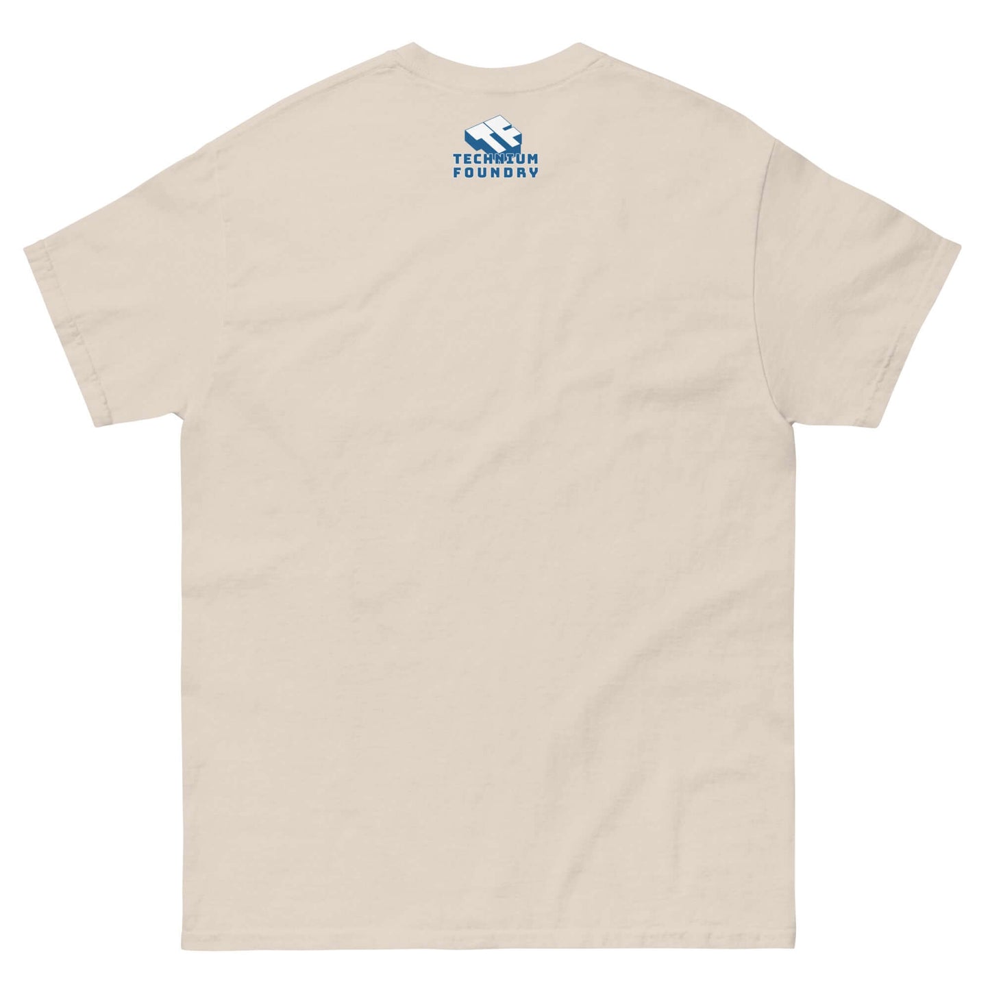 Back view of GEGEN ATOMKRAFT protest t-shirt with anti-nuclear power design, featuring Technuum Foundry logo in blue.