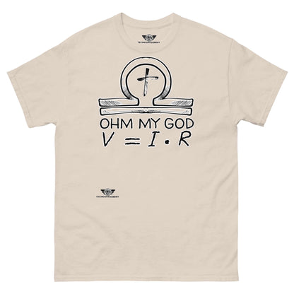 Ohm My God - Physics Meets Faith T-Shirt | Ohm's Law Religious Humor Color: Natural T-Shirt Size: S Apparel & Accessories Technium Foundry