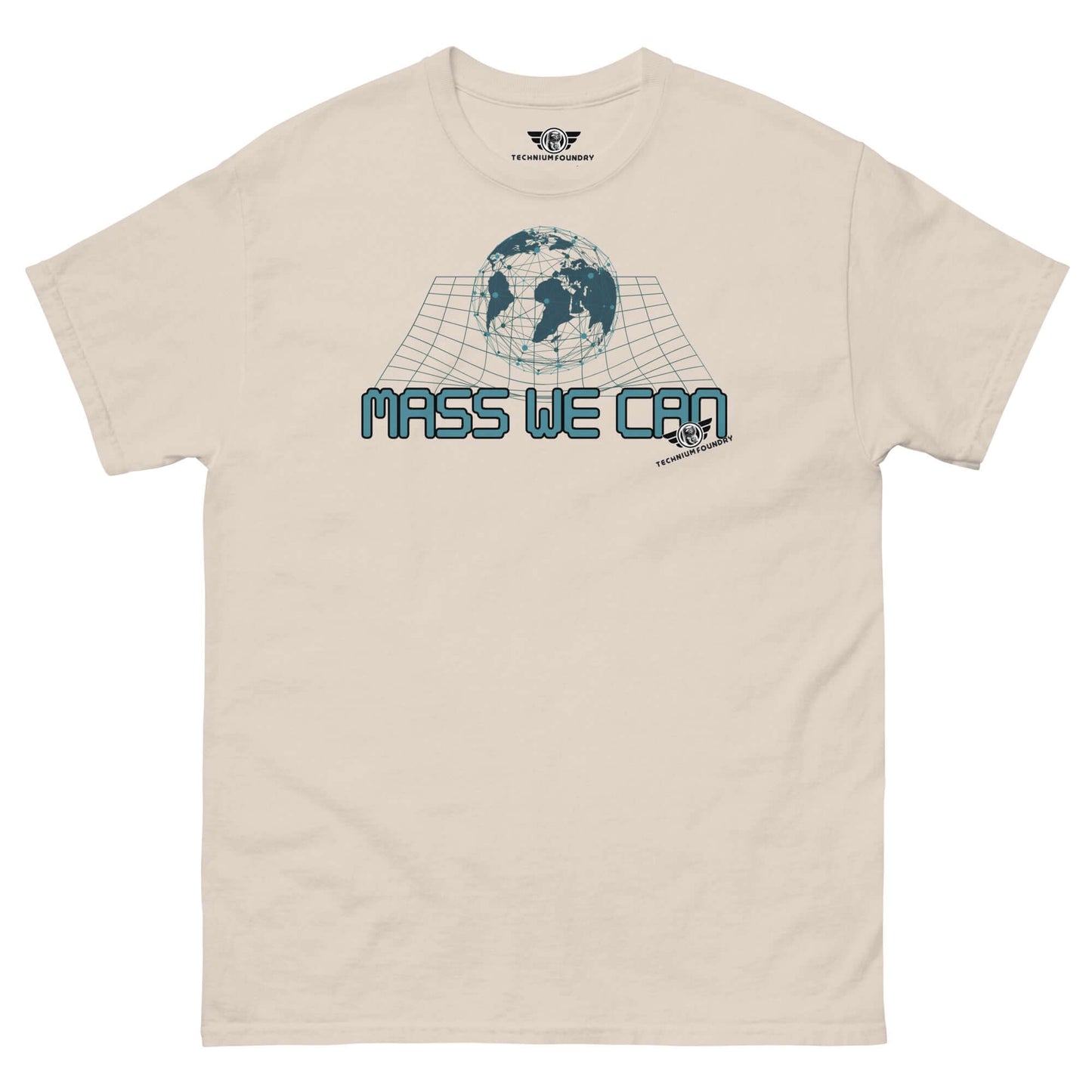 Mass We Can - Space-Time Curvature Physics T-Shirt | Gravitational Relativity Humor Color: Natural T-Shirt Size: S Apparel & Accessories Technium Foundry