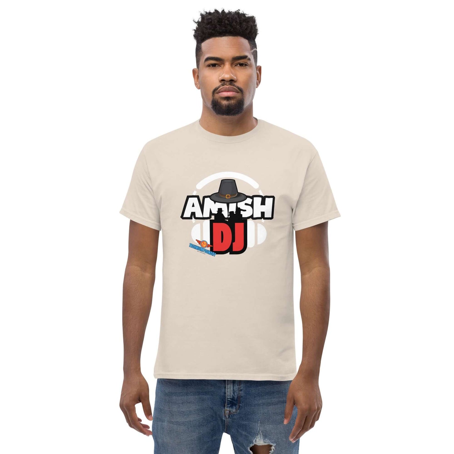 "Amish DJ Tee - Funny Graphic Shirt from Science & Tech Apparel Collection by Technium Foundry"