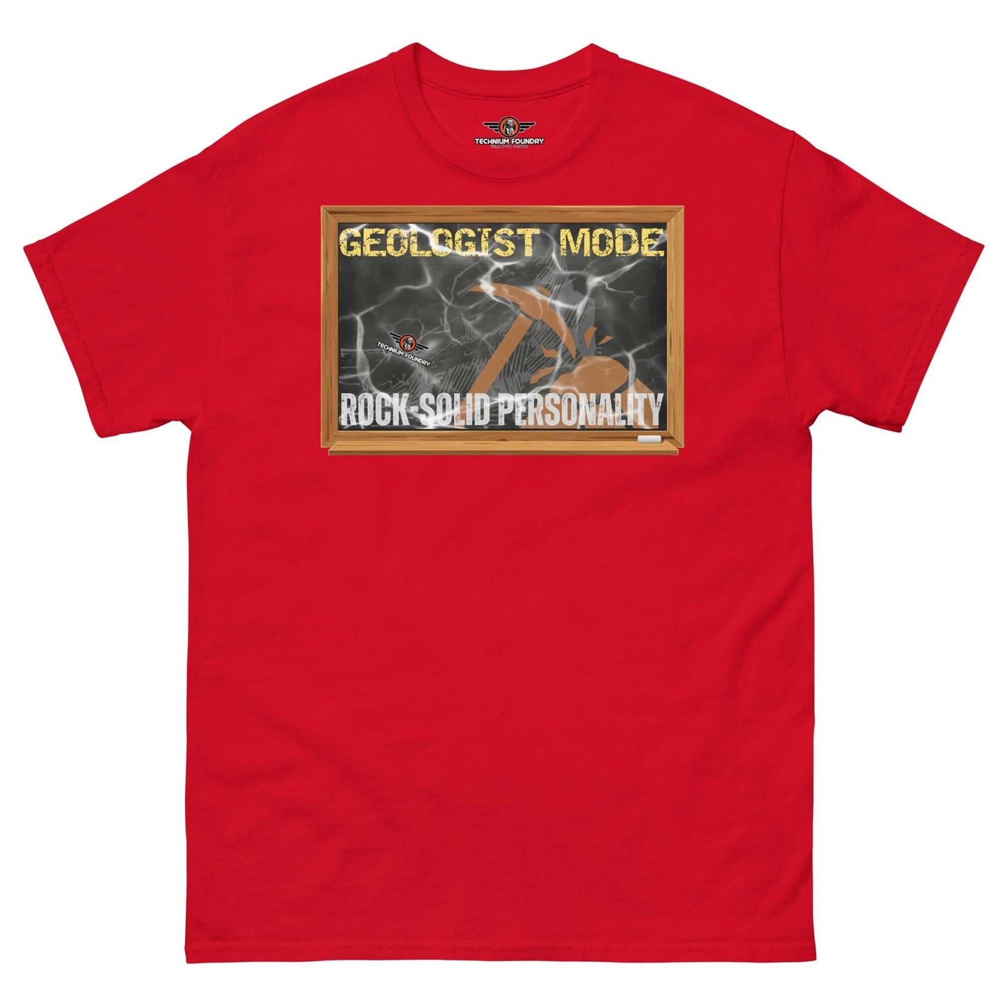 Geologist Mode: Rock-Solid Personality T-Shirt | Earth Humor Color: Red T-Shirt Size: S Apparel & Accessories Technium Foundry