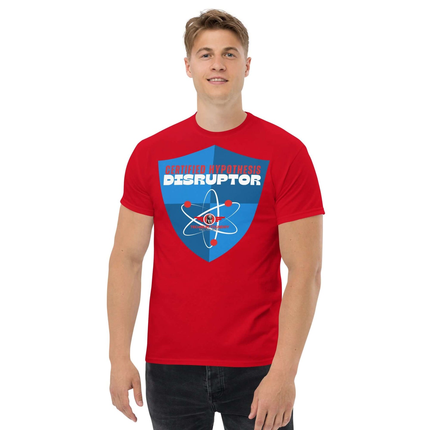 Certified Hypothesis Disruptor T-Shirt | Scientific Shield Design Color: Black T-Shirt Size: S Apparel & Accessories Technium Foundry