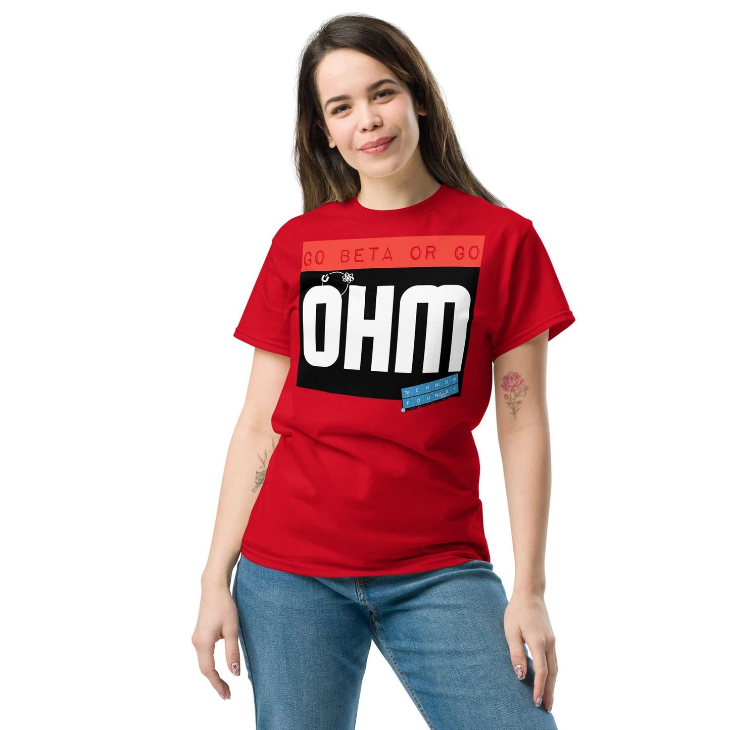 Go Beta or Go Ohm T-Shirt | Physics Pun | Scientific Motivation Color: Red T-Shirt Size: S Apparel & Accessories Technium Foundry