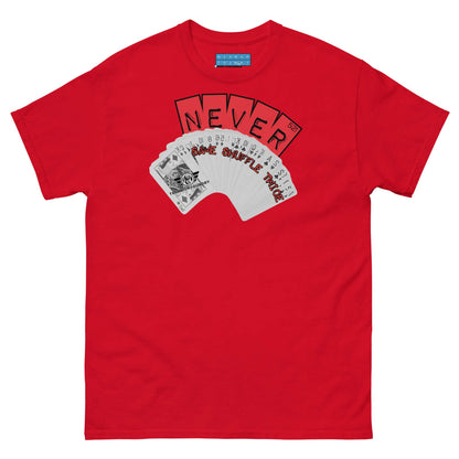 Never Same Shuffle Twice Probability T-Shirt | Statistics Color: Red T-Shirt Size: S Apparel & Accessories Technium Foundry